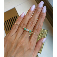 0.26&nbsp;Ct.Tw.Total Carat Weight Emerald and Natural Diamond Bezel Bracelet, 14K Yellow Gold Life Style