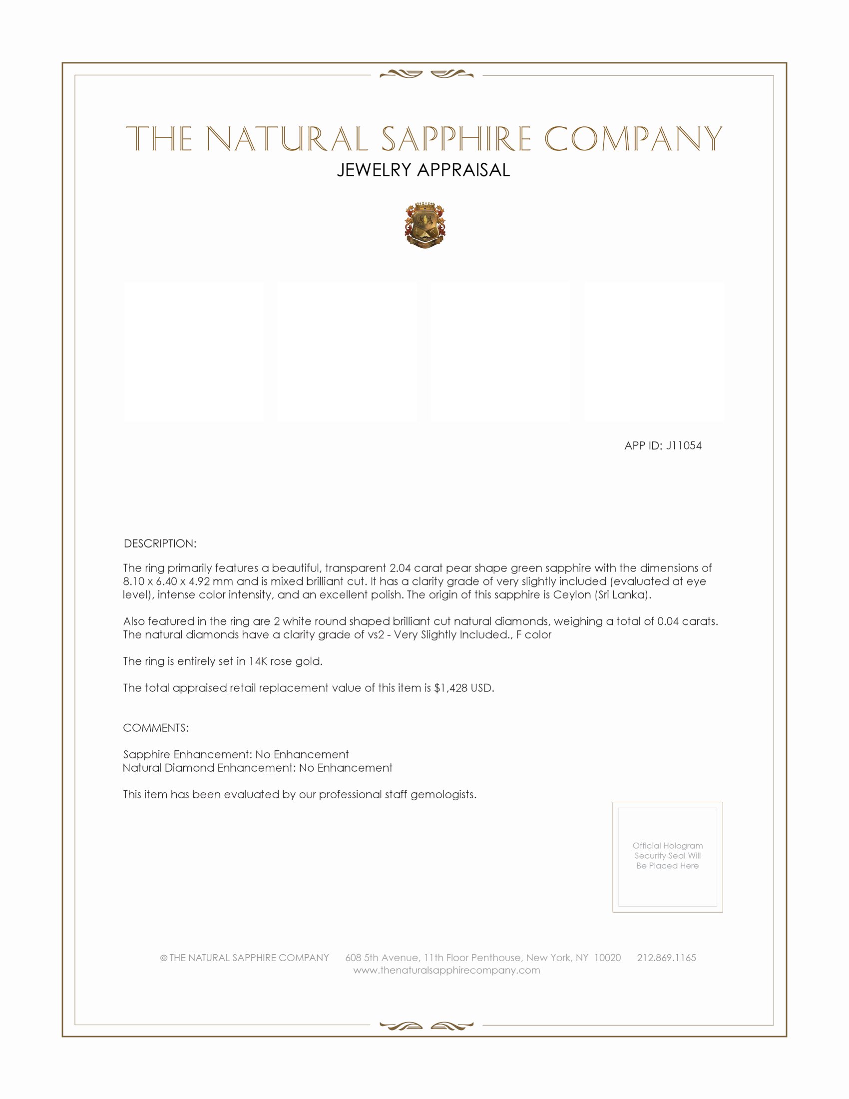 2.04 Ct. Green Sapphire and Natural Diamond Bezel Ring, 14K Rose Gold