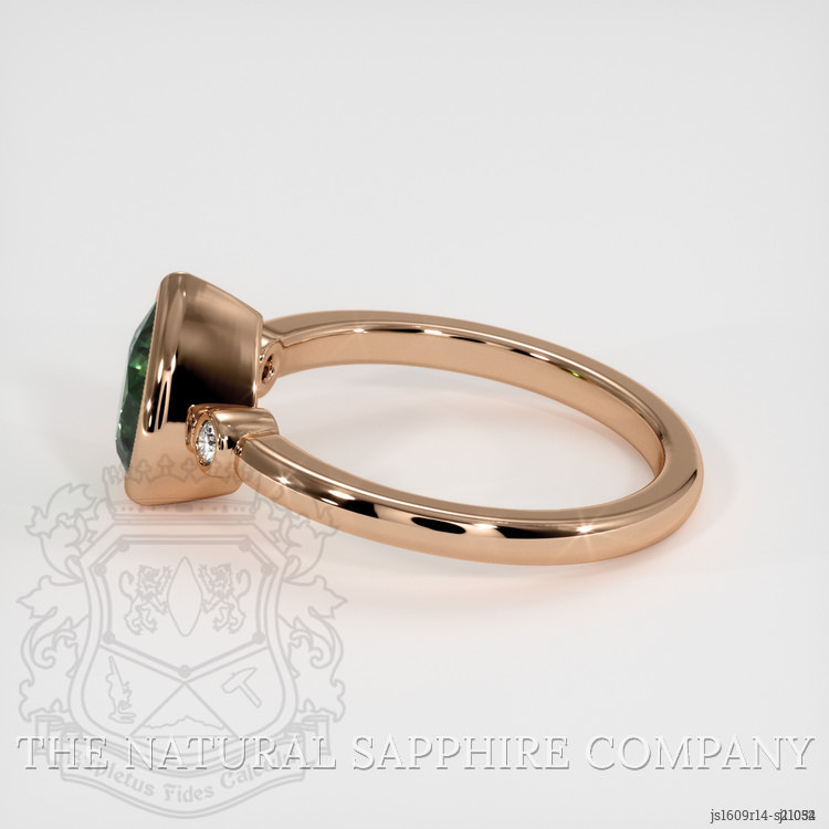 2.04 Ct. Green Sapphire and Natural Diamond Bezel Ring, 14K Rose Gold