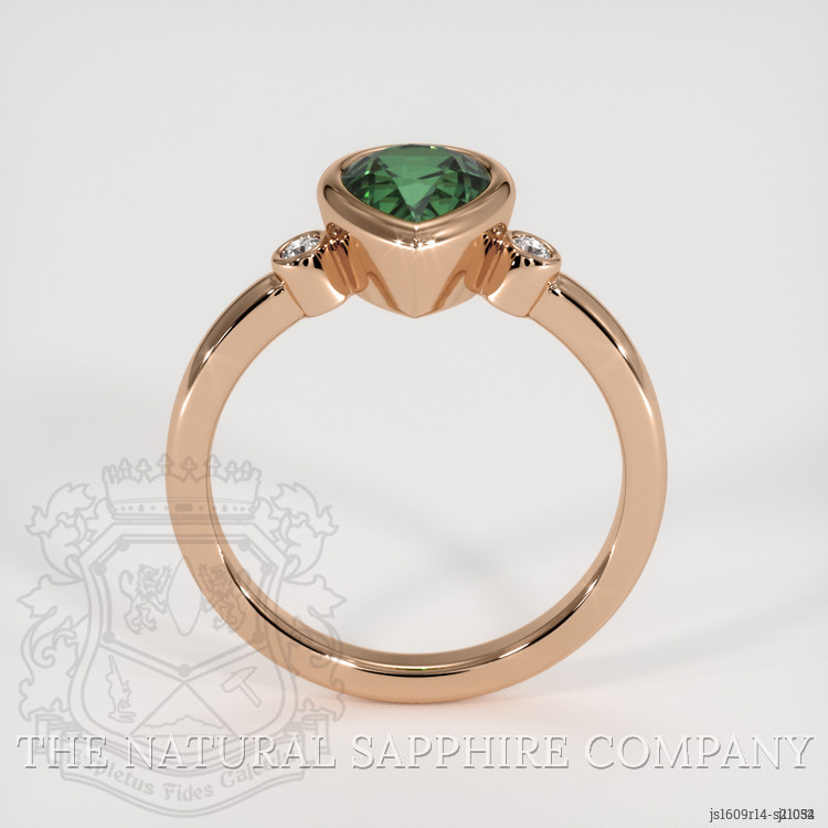 2.04 Ct. Green Sapphire and Natural Diamond Bezel Ring, 14K Rose Gold