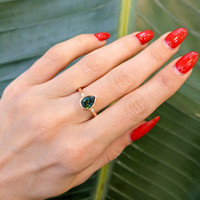 2.04 Ct. Green Sapphire and Natural Diamond Bezel Ring, 14K Rose Gold Life Style