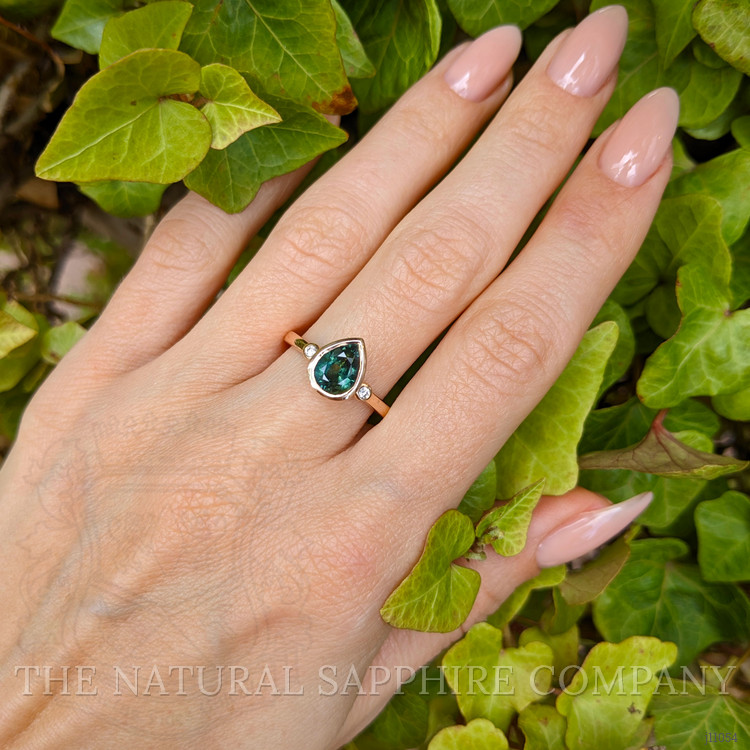 2.04 Ct. Green Sapphire and Natural Diamond Bezel Ring, 14K Rose Gold