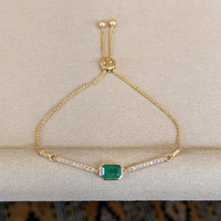 0.86 Ct.Tw. Emerald Natural Diamond Pave Bracelet, 14K Yellow Gold Image