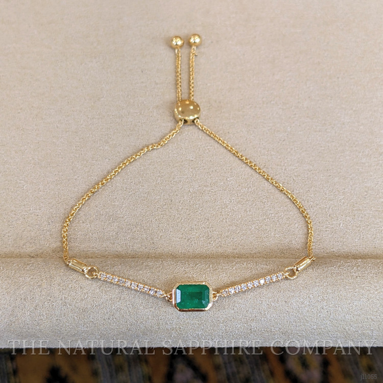0.86 Ct.Tw. Emerald Natural Diamond Pave Bracelet, 14K Yellow Gold