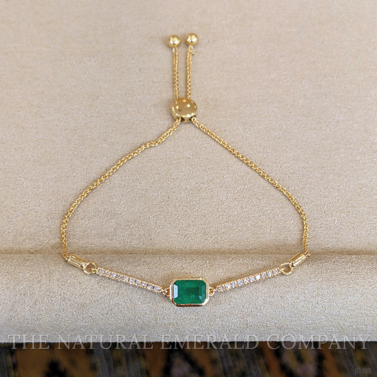 0.86 Ct.Tw. Emerald Natural Diamond Pave Bracelet, 14K Yellow Gold