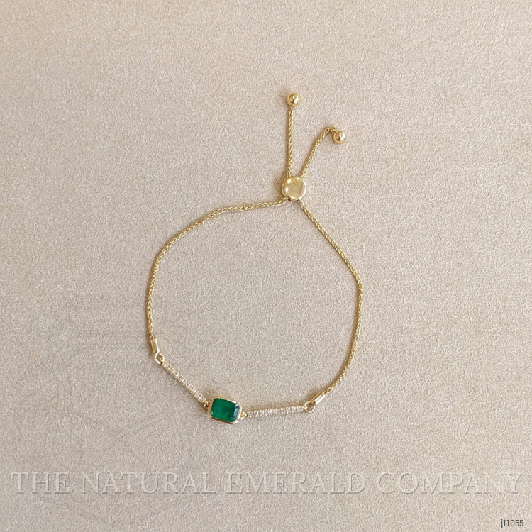 0.86 Ct.Tw. Emerald Natural Diamond Pave Bracelet, 14K Yellow Gold