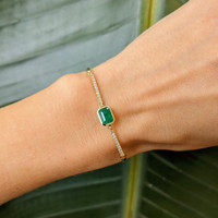 0.86 Ct.Tw. Emerald Natural Diamond Pave Bracelet, 14K Yellow Gold Life Style