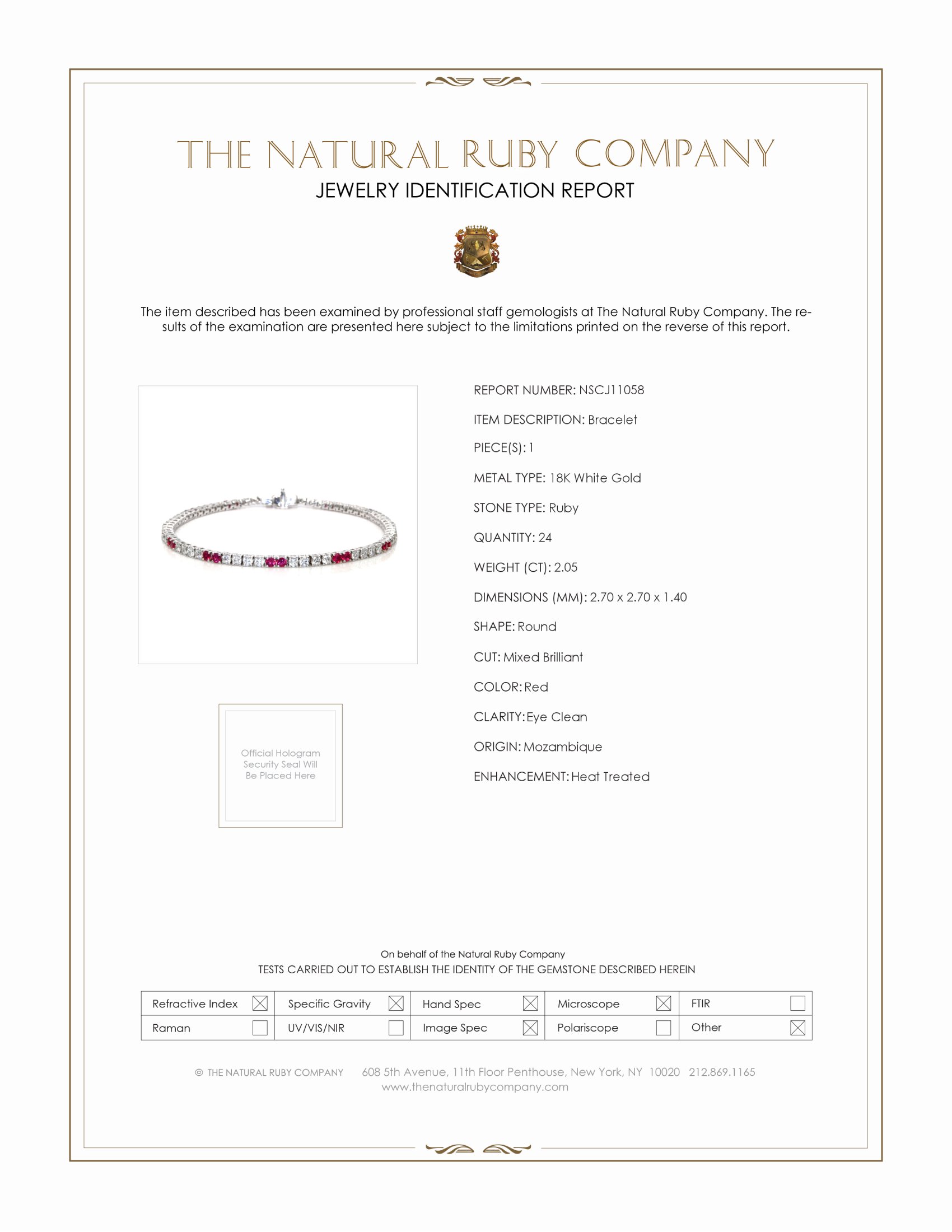 2.05 Ct.Tw. Ruby Natural Diamond Tennis/Line Bracelet, 18K White Gold
