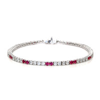 2.05 Ct.Tw. Ruby Natural Diamond Tennis/Line Bracelet, 18K White Gold Video