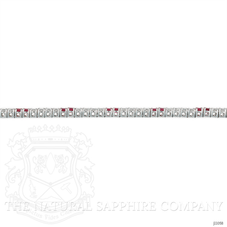 2.05 Ct.Tw. Ruby and Natural Diamond Tennis/Line Bracelet, 18K White Gold