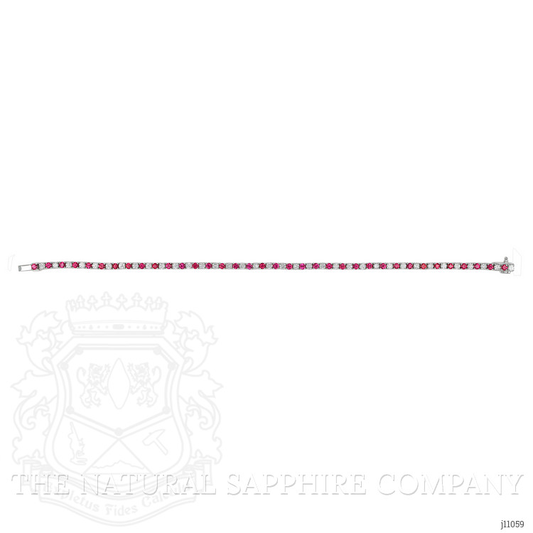 3.11 Ct.Tw. Ruby Natural Diamond Tennis/Line Bracelet, 18K White Gold