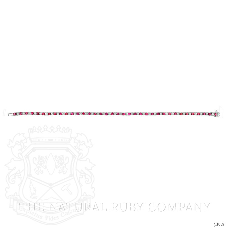 3.11 Ct.Tw. Ruby Natural Diamond Tennis/Line Bracelet, 18K White Gold