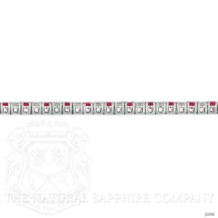 3.11 Ct.Tw. Ruby Natural Diamond Tennis/Line Bracelet, 18K White Gold