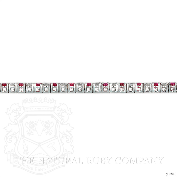 3.11 Ct.Tw. Ruby Natural Diamond Tennis/Line Bracelet, 18K White Gold