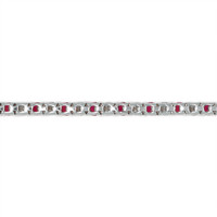 3.11 Ct.Tw. Ruby Natural Diamond Tennis/Line Bracelet, 18K White Gold Image
