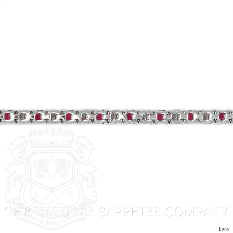 3.11 Ct.Tw. Ruby Natural Diamond Tennis/Line Bracelet, 18K White Gold