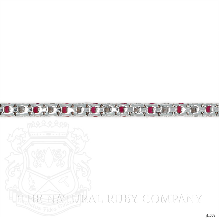 3.11 Ct.Tw. Ruby Natural Diamond Tennis/Line Bracelet, 18K White Gold