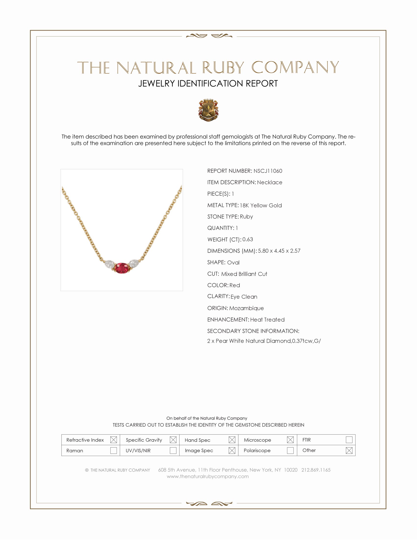 0.63 Ct. Ruby and Natural Diamond Multi Stone Necklace, 18K Yellow Gold