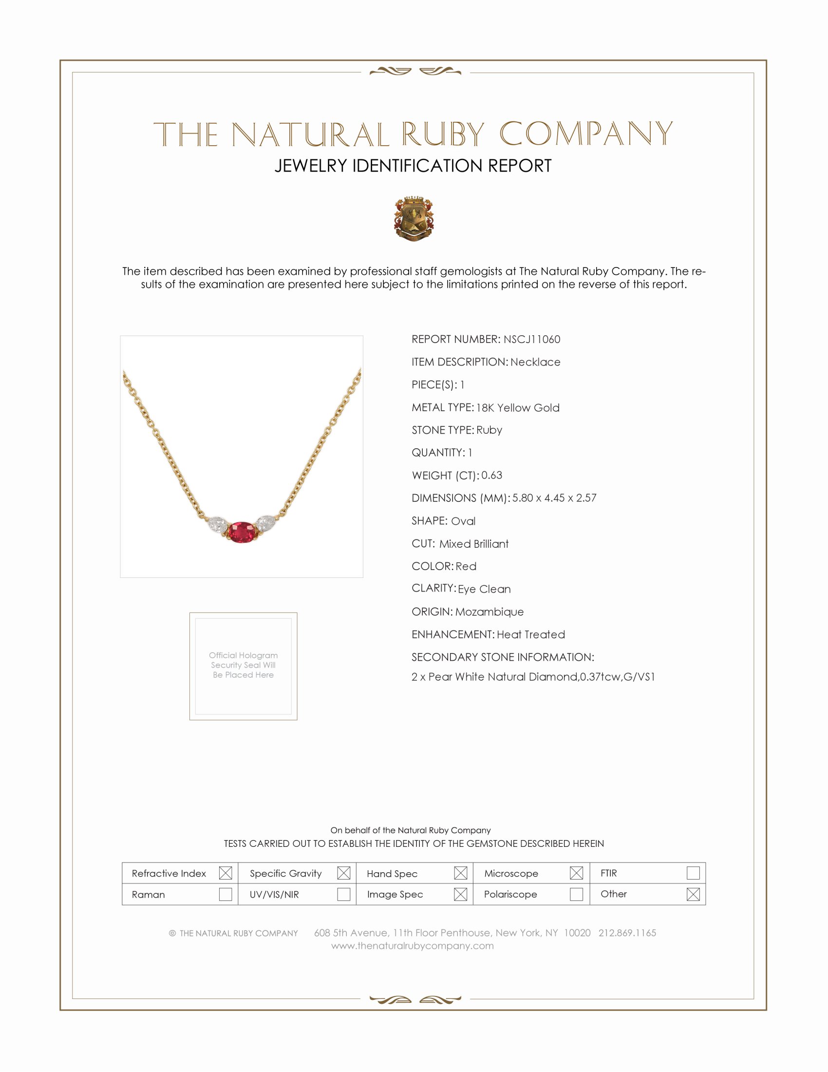 0.63 Ct. Ruby Natural Diamond Multi Stone Necklace, 18K Yellow Gold