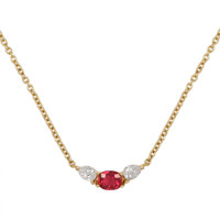 0.63 Ct. Ruby Natural Diamond Multi Stone Necklace, 18K Yellow Gold Video
