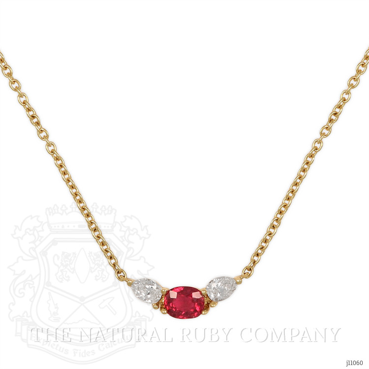 0.63 Ct. Ruby Natural Diamond Multi Stone Necklace, 18K Yellow Gold