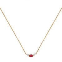 0.63 Ct. Ruby Natural Diamond Multi Stone Necklace, 18K Yellow Gold Image
