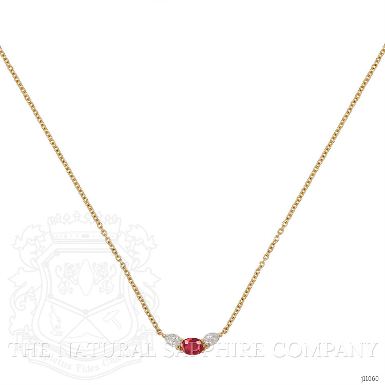0.63 Ct. Ruby Natural Diamond Multi Stone Necklace, 18K Yellow Gold