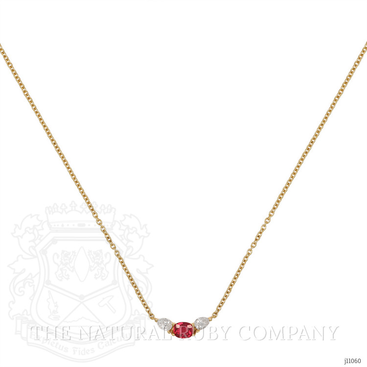 0.63 Ct. Ruby Natural Diamond Multi Stone Necklace, 18K Yellow Gold