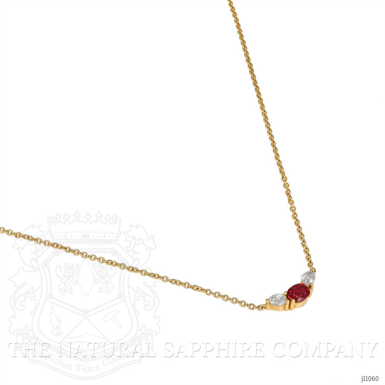 0.63 Ct. Ruby Natural Diamond Multi Stone Necklace, 18K Yellow Gold