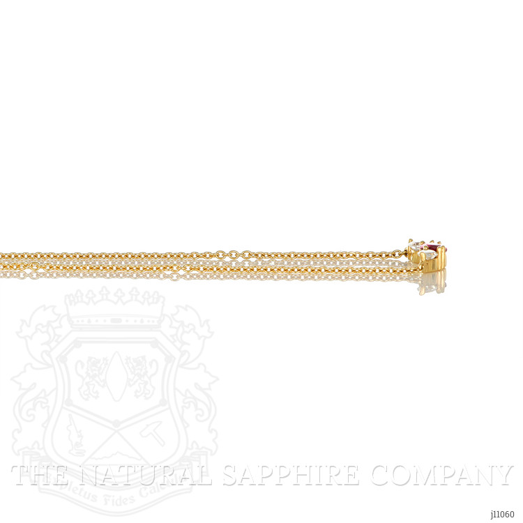 0.63 Ct. Ruby Natural Diamond Multi Stone Necklace, 18K Yellow Gold