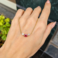 0.63 Ct. Ruby Natural Diamond Multi Stone Necklace, 18K Yellow Gold Life Style