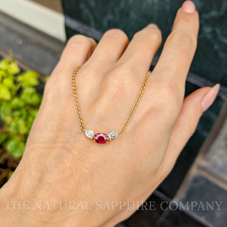 0.63 Ct. Ruby Natural Diamond Multi Stone Necklace, 18K Yellow Gold