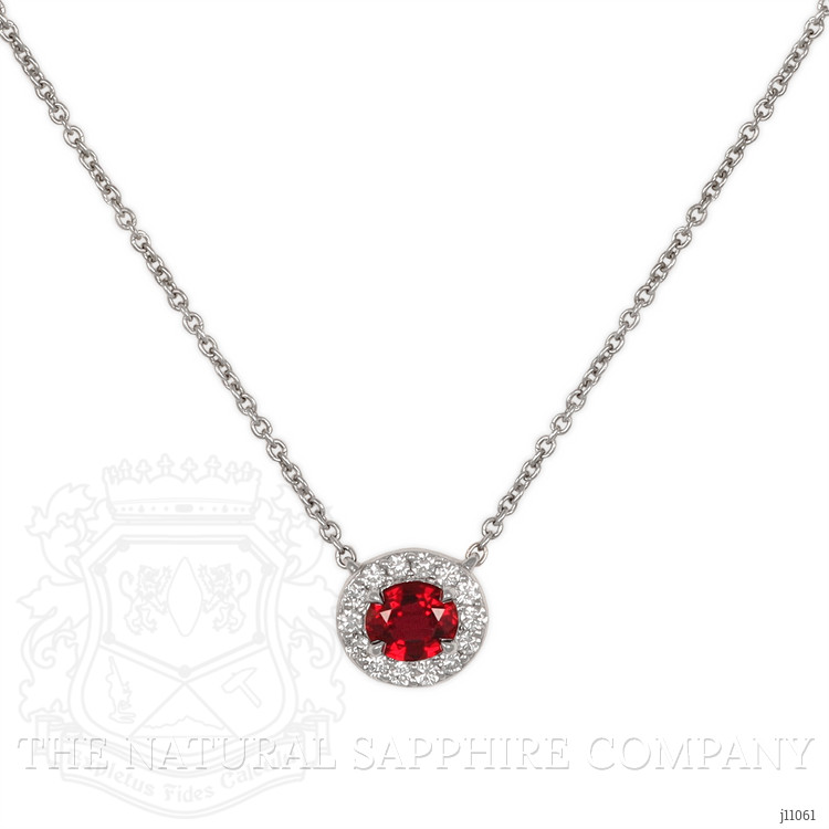 0.48 Ct. Ruby Natural Diamond Pave Necklace, Platinum 950