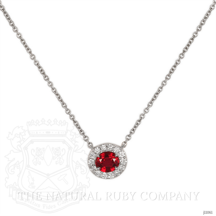 0.48 Ct. Ruby Natural Diamond Pave Necklace, Platinum 950