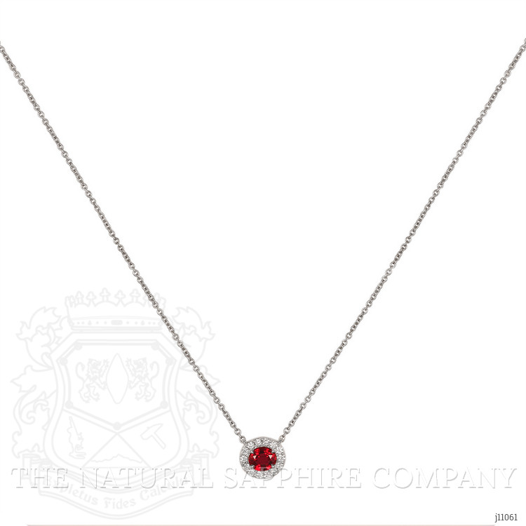 0.48 Ct. Ruby Natural Diamond Pave Necklace, Platinum 950