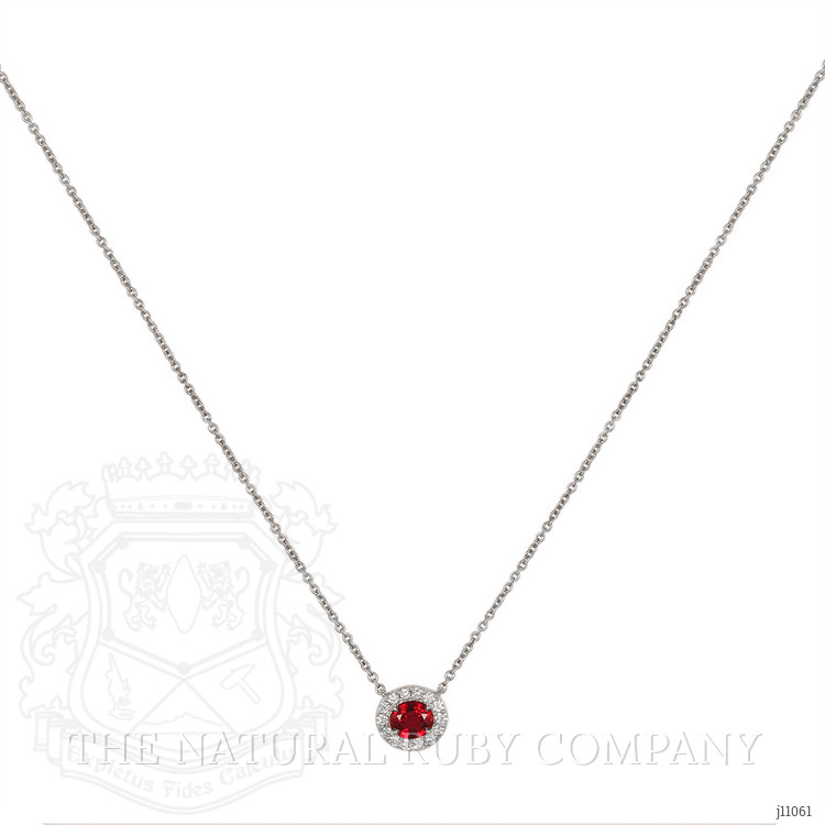 0.48 Ct. Ruby Natural Diamond Pave Necklace, Platinum 950