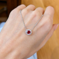 0.48 Ct. Ruby Natural Diamond Pave Necklace, Platinum 950 Life Style