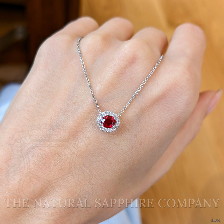 0.48 Ct. Ruby Natural Diamond Pave Necklace, Platinum 950