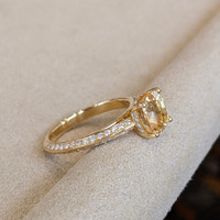 3.17 Ct. Yellow Sapphire and Natural Diamond Pave Ring, 18K Yellow Gold Image