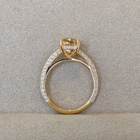 3.17 Ct. Yellow Sapphire and Natural Diamond Pave Ring, 18K Yellow Gold Image