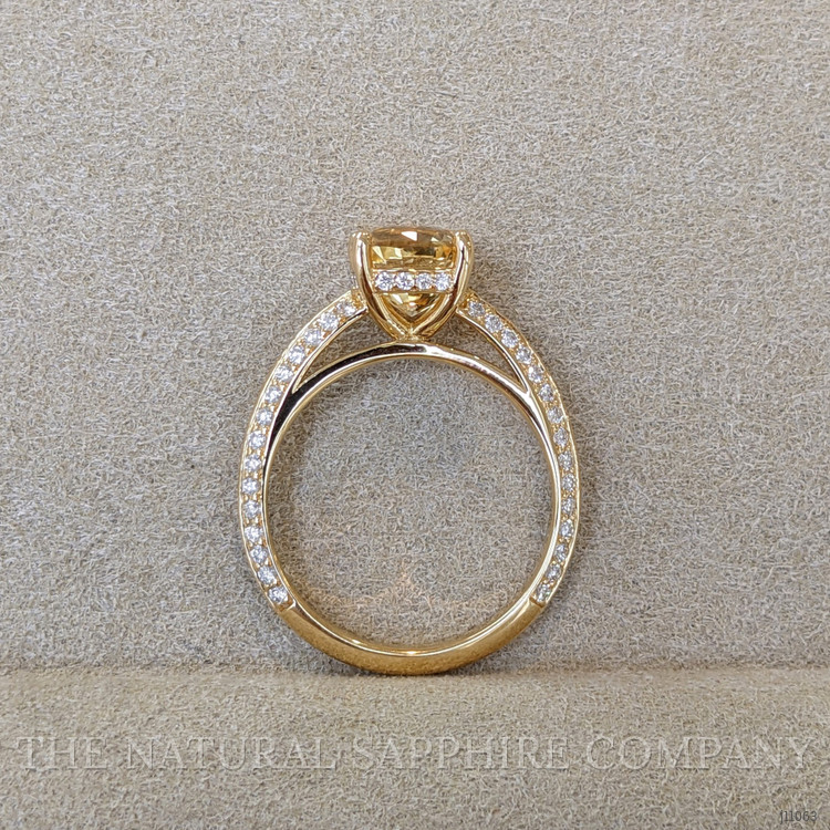 3.17 Ct. Yellow Sapphire and Natural Diamond Pave Ring, 18K Yellow Gold