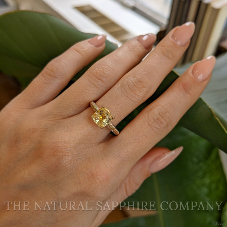 3.17 Ct. Yellow Sapphire and Natural Diamond Pave Ring, 18K Yellow Gold