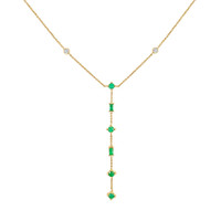 0.64 Ct. Emerald Natural Diamond Accent Stones Necklace, 14K Yellow Gold Image