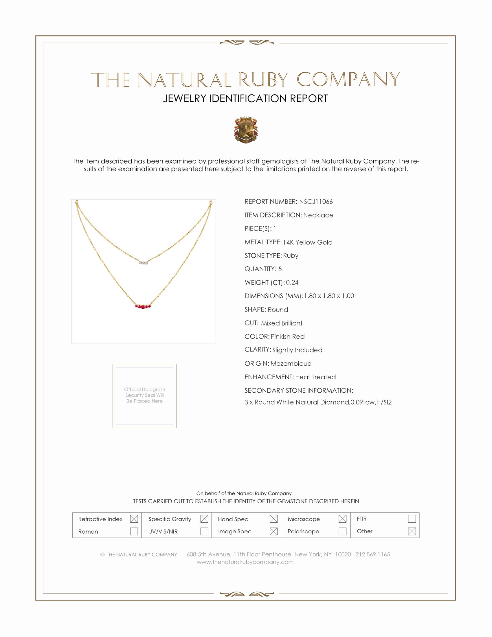 0.24 Ct. Ruby Natural Diamond Pave Necklace, 14K Yellow Gold