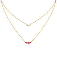0.24 Ct. Ruby Natural Diamond Pave Necklace, 14K Yellow Gold Image