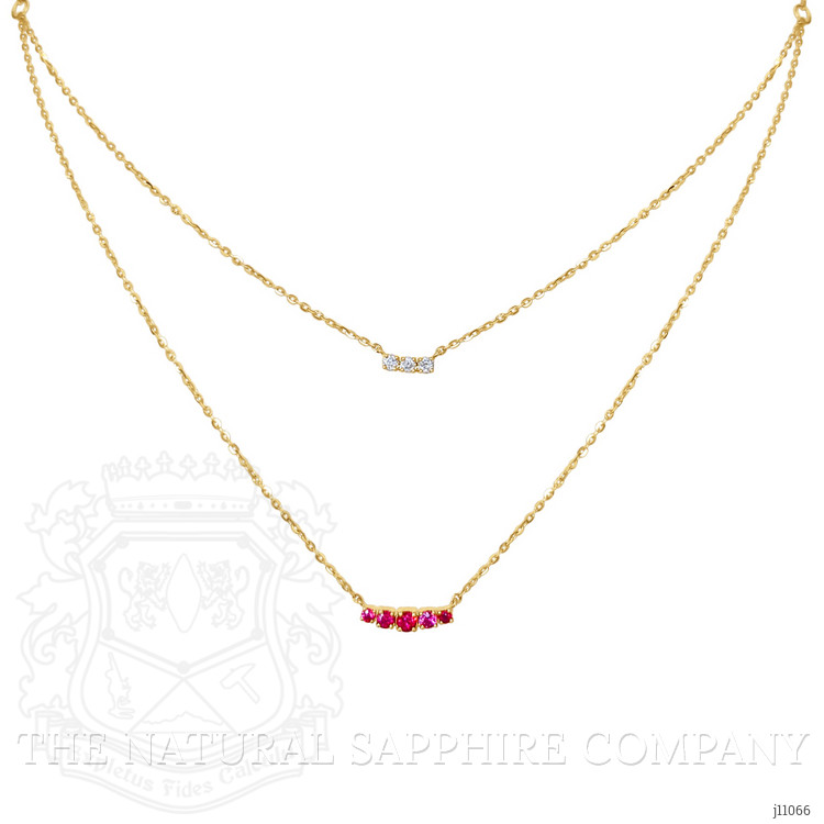 0.24 Ct. Ruby Natural Diamond Pave Necklace, 14K Yellow Gold