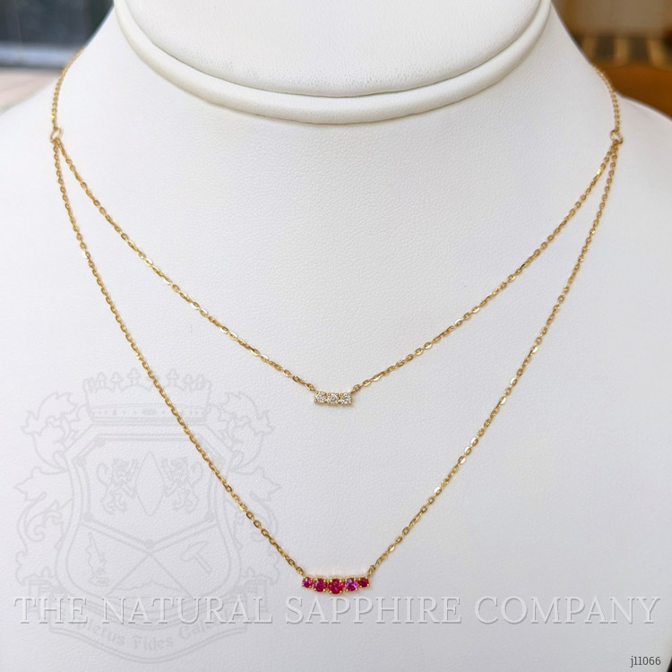0.24 Ct. Ruby Natural Diamond Pave Necklace, 14K Yellow Gold