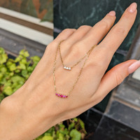 0.24 Ct. Ruby Natural Diamond Pave Necklace, 14K Yellow Gold Life Style