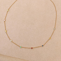 0.07 Ct. Aquamarine Peridot Bezel Necklace, 14K Yellow Gold Image