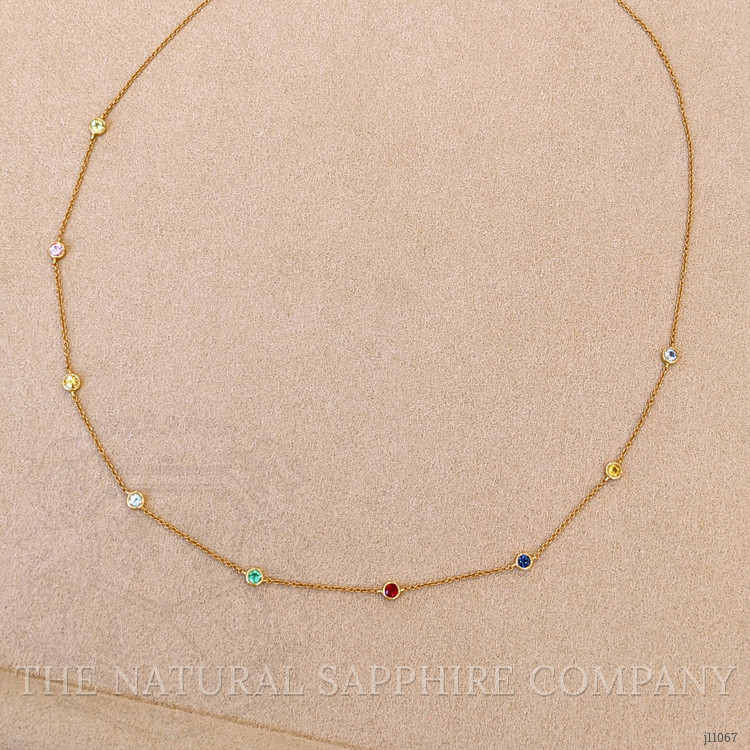 0.07 Ct. Aquamarine Peridot Bezel Necklace, 14K Yellow Gold